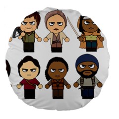 The Walking Dead   Main Characters Chibi   Amc Walking Dead   Manga Dead Large 18  Premium Round Cushions