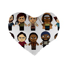 The Walking Dead   Main Characters Chibi   Amc Walking Dead   Manga Dead Standard 16  Premium Heart Shape Cushions by PTsImaginarium