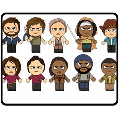 The Walking Dead   Main Characters Chibi   Amc Walking Dead   Manga Dead Double Sided Fleece Blanket (medium)  by PTsImaginarium