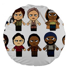 The Walking Dead   Main Characters Chibi   Amc Walking Dead   Manga Dead Large 18  Premium Flano Round Cushions