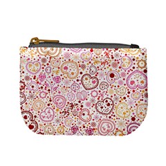 Ornamental Pattern With Hearts And Flowers  Mini Coin Purses