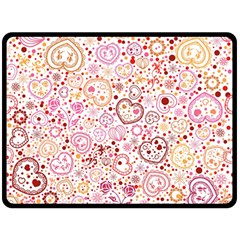 Ornamental Pattern With Hearts And Flowers  Fleece Blanket (large) 