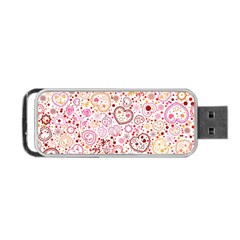 Ornamental Pattern With Hearts And Flowers  Portable Usb Flash (one Side)