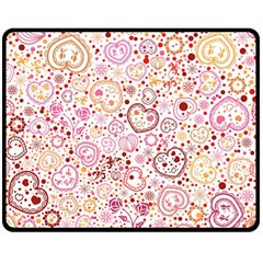 Ornamental Pattern With Hearts And Flowers  Double Sided Fleece Blanket (medium) 