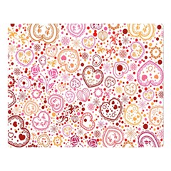 Ornamental Pattern With Hearts And Flowers  Double Sided Flano Blanket (large) 