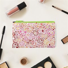 Ornamental Pattern With Hearts And Flowers  Cosmetic Bag (xs)