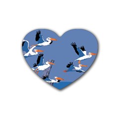 Abstract Pelicans Seascape Tropical Pop Art Heart Coaster (4 Pack)  by WaltCurleeArt