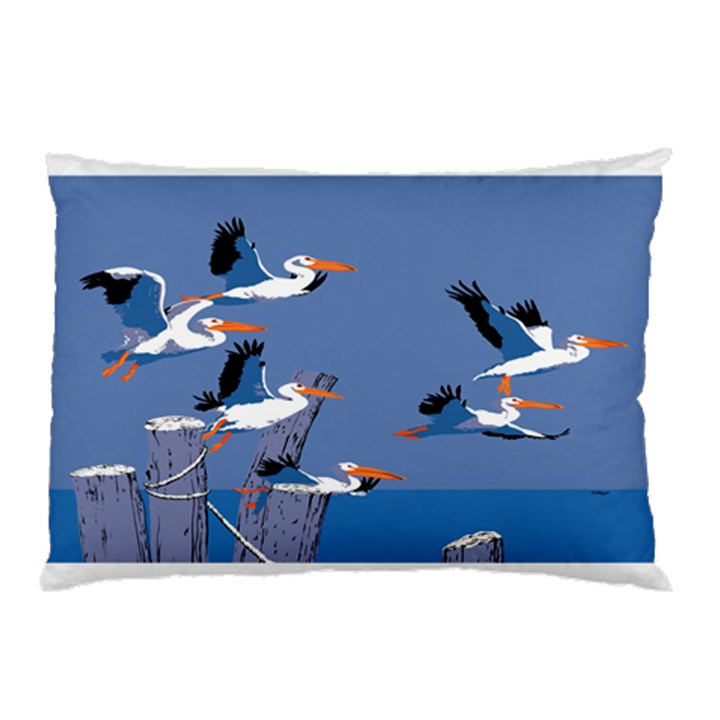 abstract Pelicans seascape tropical pop art Pillow Case