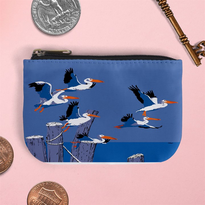 abstract Pelicans seascape tropical pop art Mini Coin Purses