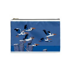 Abstract Pelicans Seascape Tropical Pop Art Cosmetic Bag (medium)  by WaltCurleeArt