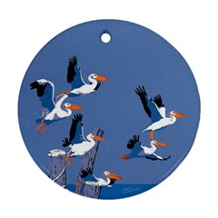 Abstract Pelicans Seascape Tropical Pop Art Ornament (round) 