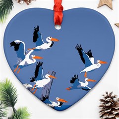 Abstract Pelicans Seascape Tropical Pop Art Ornament (heart) 