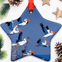 Abstract Pelicans Seascape Tropical Pop Art Ornament (star)  by WaltCurleeArt