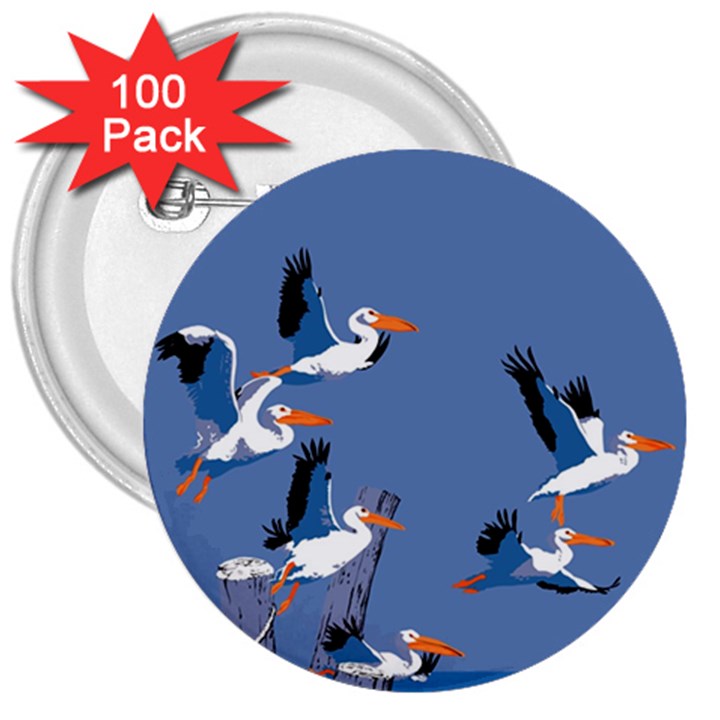 abstract Pelicans seascape tropical pop art 3  Buttons (100 pack) 