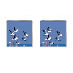 Abstract Pelicans Seascape Tropical Pop Art Cufflinks (square) by WaltCurleeArt