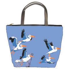 Abstract Pelicans Seascape Tropical Pop Art Bucket Bags by WaltCurleeArt