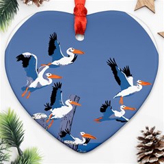 Abstract Pelicans Seascape Tropical Pop Art Ornament (heart)  by WaltCurleeArt