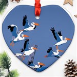 abstract Pelicans seascape tropical pop art Ornament (Heart)  Front