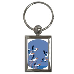 Abstract Pelicans Seascape Tropical Pop Art Key Chains (rectangle)  by WaltCurleeArt