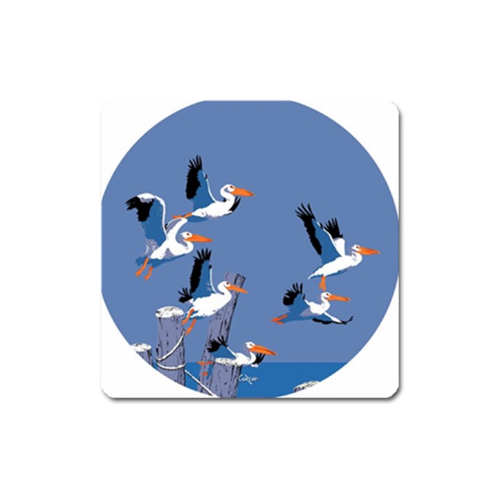 abstract Pelicans seascape tropical pop art Square Magnet