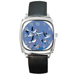 abstract Pelicans seascape tropical pop art Square Metal Watch Front