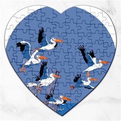 Abstract Pelicans Seascape Tropical Pop Art Jigsaw Puzzle (heart) by WaltCurleeArt