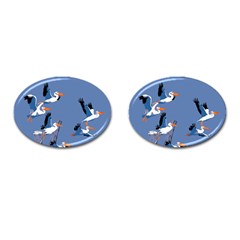 Abstract Pelicans Seascape Tropical Pop Art Cufflinks (oval) by WaltCurleeArt