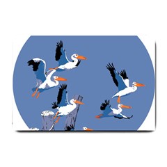 Abstract Pelicans Seascape Tropical Pop Art Small Doormat  by WaltCurleeArt