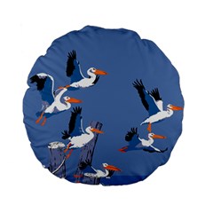 Abstract Pelicans Seascape Tropical Pop Art Standard 15  Premium Round Cushions by WaltCurleeArt