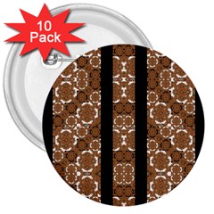 Orange And Black Boho Stripes 3  Buttons (10 Pack)  by dflcprints