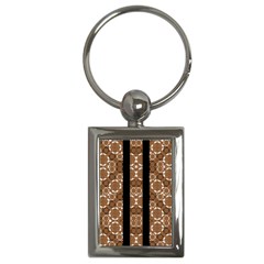 Orange And Black Boho Stripes Key Chains (rectangle)  by dflcprints