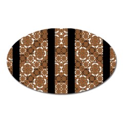 Orange And Black Boho Stripes Oval Magnet by dflcprints