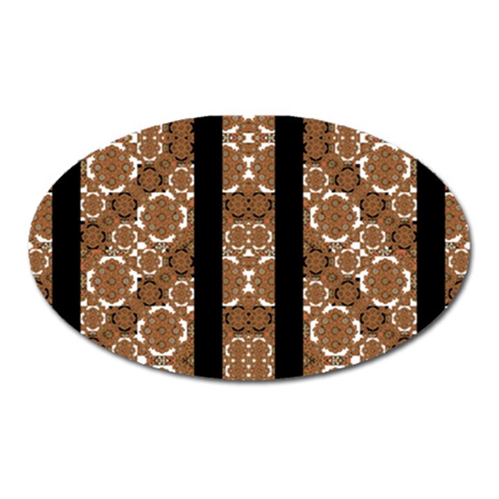 Orange and Black Boho Stripes Oval Magnet