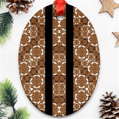 Orange And Black Boho Stripes Oval Ornament (two Sides) by dflcprints