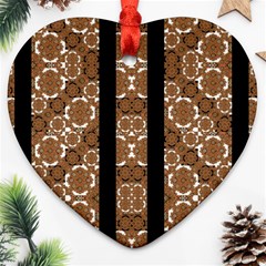 Orange And Black Boho Stripes Heart Ornament (2 Sides) by dflcprints