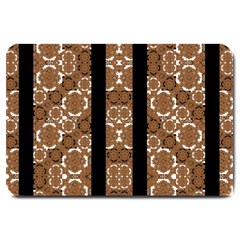 Orange And Black Boho Stripes Large Doormat  by dflcprints