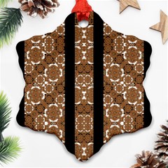 Orange And Black Boho Stripes Snowflake Ornament (2-side) by dflcprints