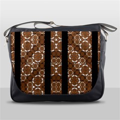 Orange And Black Boho Stripes Messenger Bags by dflcprints