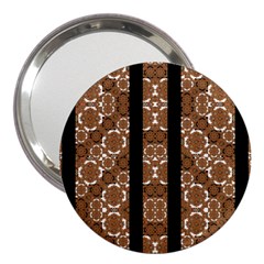 Orange And Black Boho Stripes 3  Handbag Mirrors by dflcprints