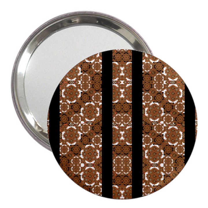 Orange and Black Boho Stripes 3  Handbag Mirrors