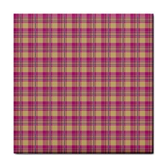 Pink Plaid Pattern Tile Coasters