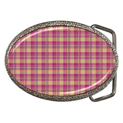 Pink Plaid Pattern Belt Buckles by TastefulDesigns