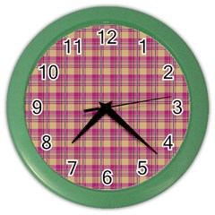 Pink Plaid Pattern Color Wall Clocks