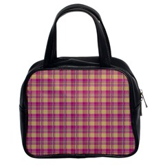 Pink Plaid Pattern Classic Handbags (2 Sides) by TastefulDesigns