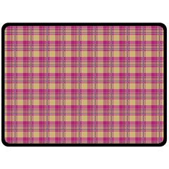 Pink Plaid Pattern Double Sided Fleece Blanket (large) 