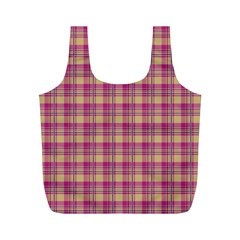 Pink Plaid Pattern Full Print Recycle Bags (m) 