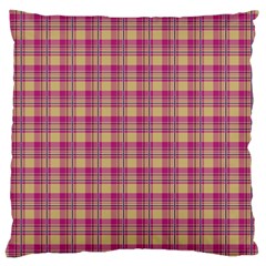 Pink Plaid Pattern Large Flano Cushion Case (two Sides)