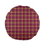 Pink Plaid Pattern Standard 15  Premium Flano Round Cushions Front