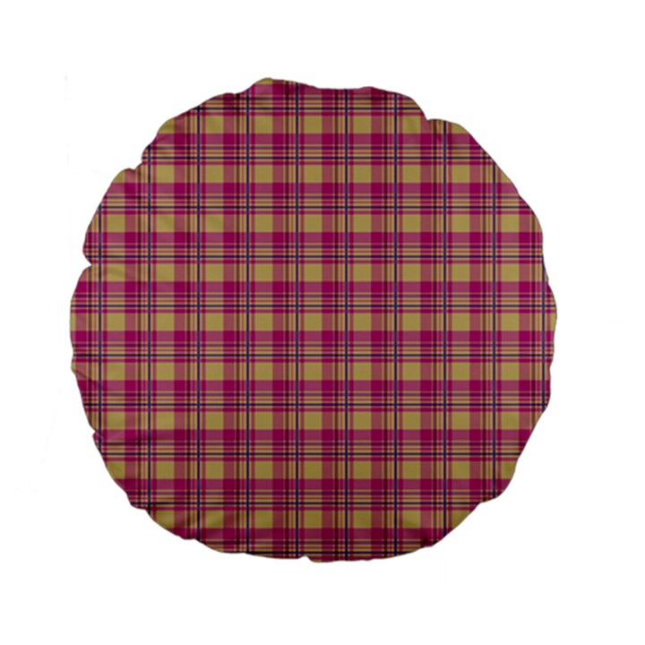 Pink Plaid Pattern Standard 15  Premium Flano Round Cushions