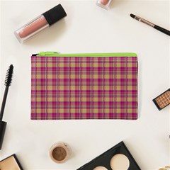 Pink Plaid Pattern Cosmetic Bag (xs)